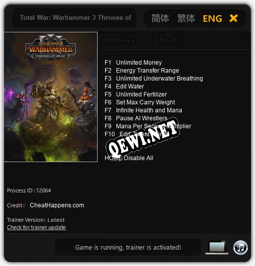 Total War: Warhammer 3 Thrones of Decay: ТРЕЙНЕР И ЧИТЫ (V1.0.35)
