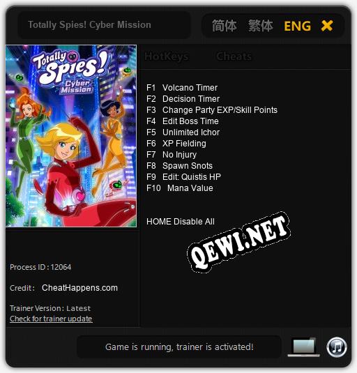 Трейнер для Totally Spies! Cyber Mission [v1.0.3]