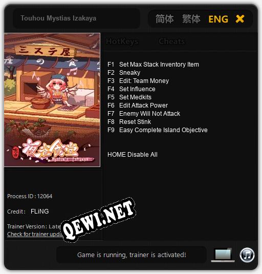 Трейнер для Touhou Mystias Izakaya [v1.0.5]