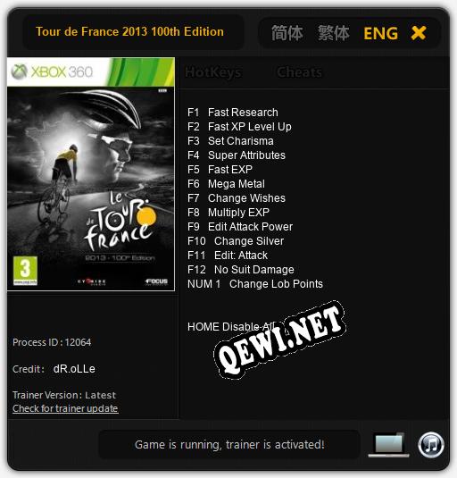 Tour de France 2013 100th Edition: Трейнер +13 [v1.3]