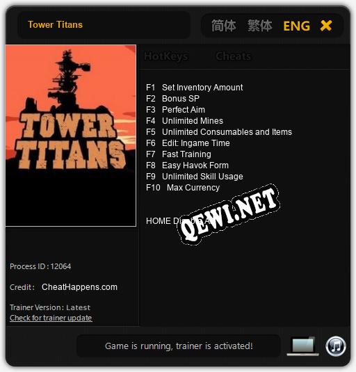 Трейнер для Tower Titans [v1.0.7]