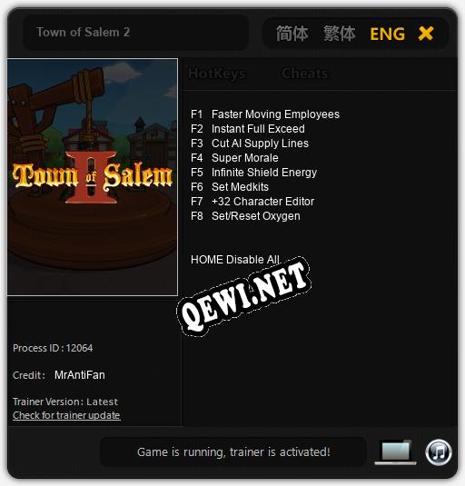 Трейнер для Town of Salem 2 [v1.0.6]