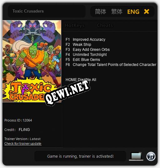 Toxic Crusaders: ТРЕЙНЕР И ЧИТЫ (V1.0.72)