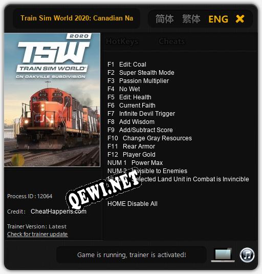 Train Sim World 2020: Canadian National Oakville Subdivision: ТРЕЙНЕР И ЧИТЫ (V1.0.22)
