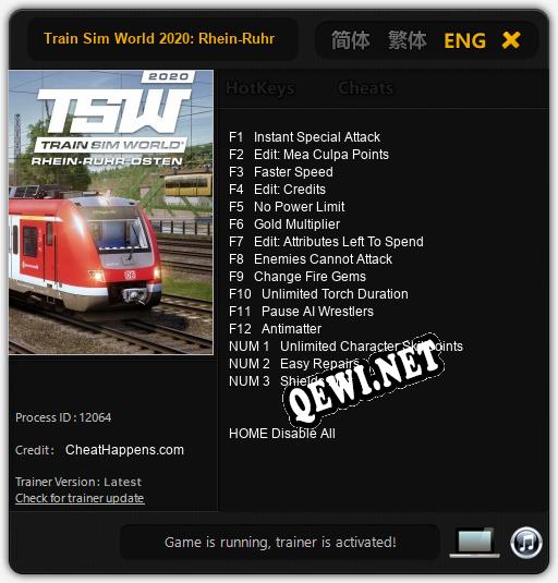 Train Sim World 2020: Rhein-Ruhr Osten: Wuppertal Hagen: ТРЕЙНЕР И ЧИТЫ (V1.0.74)