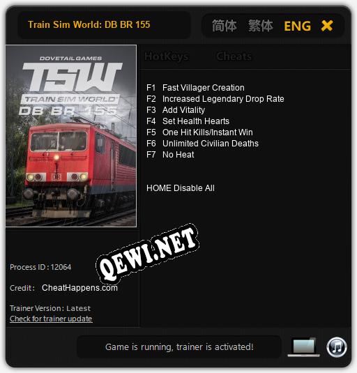 Трейнер для Train Sim World: DB BR 155 [v1.0.8]