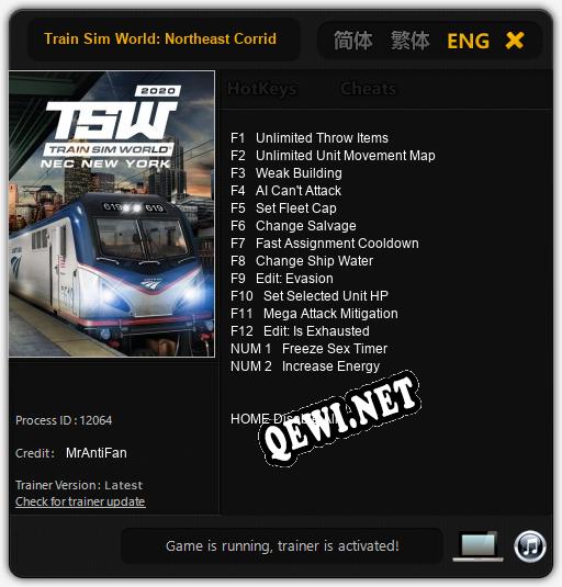 Train Sim World: Northeast Corridor New York: Трейнер +14 [v1.7]