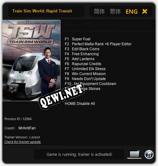 Трейнер для Train Sim World: Rapid Transit [v1.0.9]