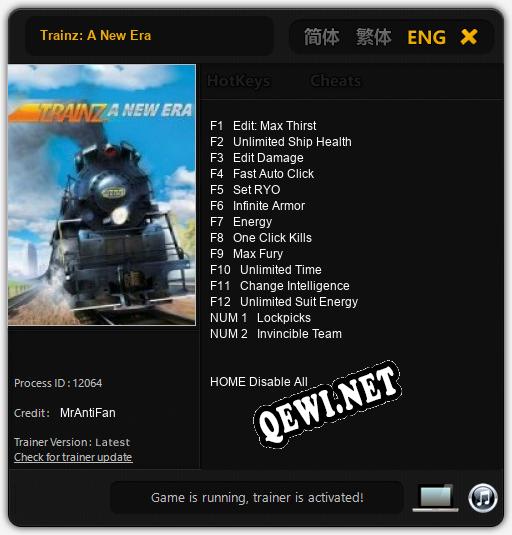 Трейнер для Trainz: A New Era [v1.0.7]