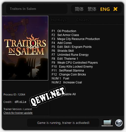 Трейнер для Traitors in Salem [v1.0.3]