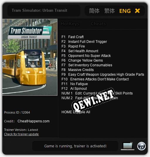Трейнер для Tram Simulator: Urban Transit [v1.0.1]