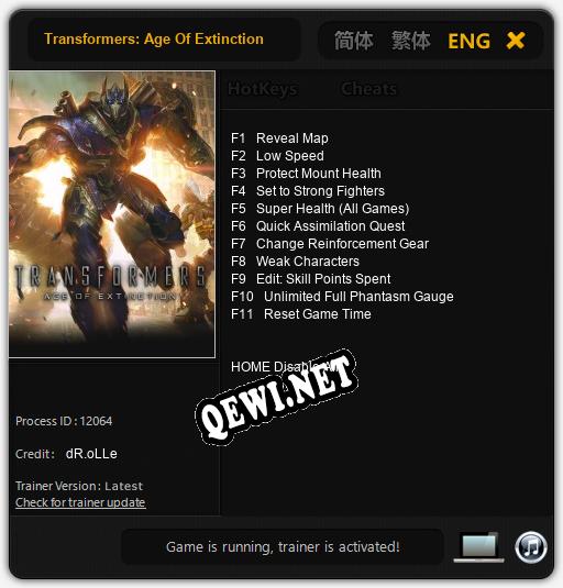 Transformers: Age Of Extinction: Читы, Трейнер +11 [dR.oLLe]