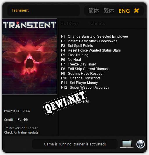 Transient: Читы, Трейнер +12 [FLiNG]