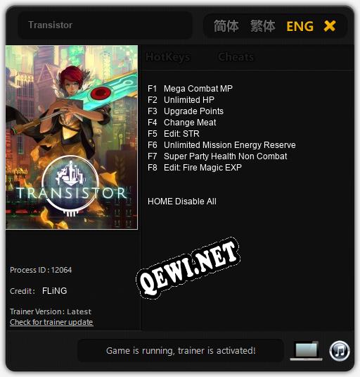 Трейнер для Transistor [v1.0.1]