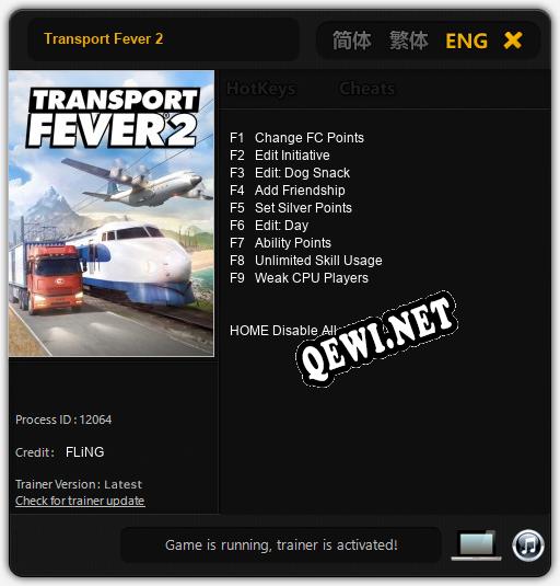 Трейнер для Transport Fever 2 [v1.0.7]