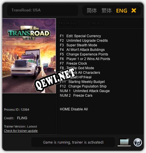 Трейнер для TransRoad: USA [v1.0.6]