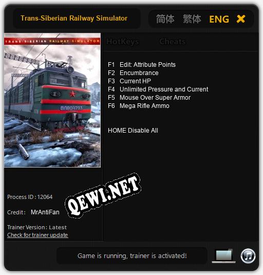 Trans-Siberian Railway Simulator: Трейнер +6 [v1.8]