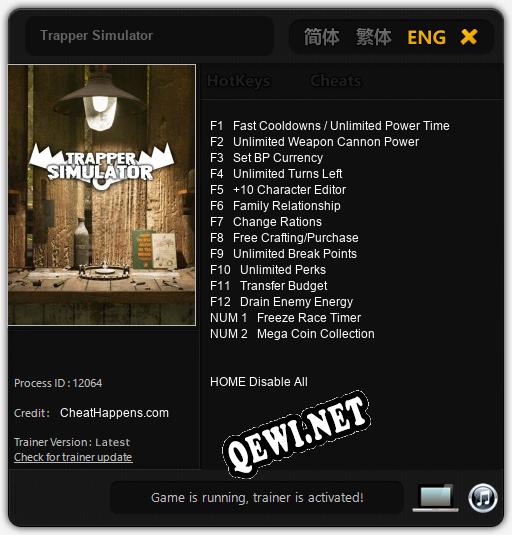 Трейнер для Trapper Simulator [v1.0.2]