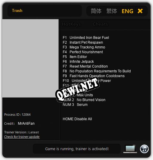 Трейнер для Trash [v1.0.4]