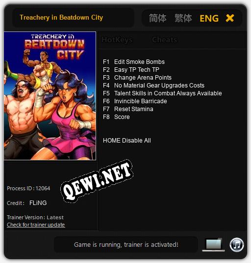 Treachery in Beatdown City: Трейнер +8 [v1.9]