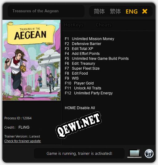 Treasures of the Aegean: ТРЕЙНЕР И ЧИТЫ (V1.0.63)