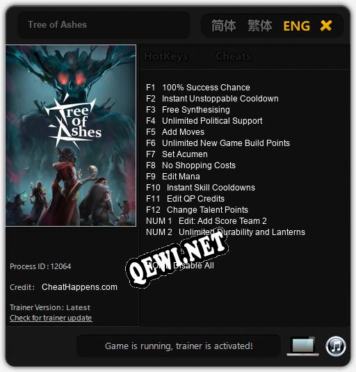 Трейнер для Tree of Ashes [v1.0.7]