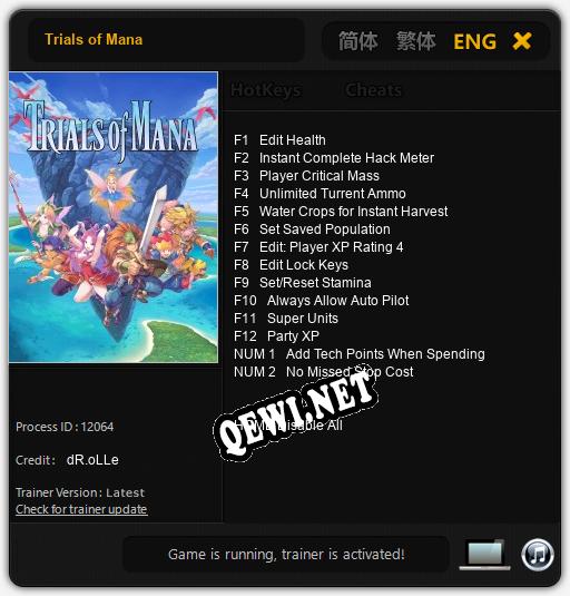 Trials of Mana: ТРЕЙНЕР И ЧИТЫ (V1.0.62)