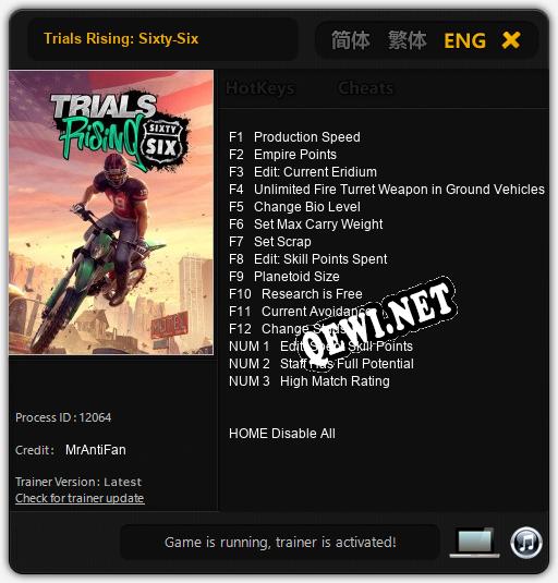 Трейнер для Trials Rising: Sixty-Six [v1.0.3]