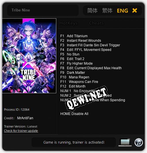Tribe Nine: ТРЕЙНЕР И ЧИТЫ (V1.0.68)