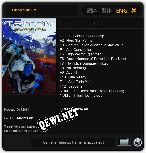 Трейнер для Triton Survival [v1.0.4]