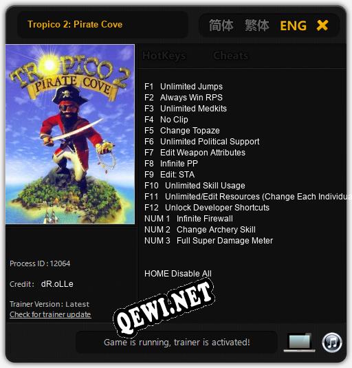 Tropico 2: Pirate Cove: ТРЕЙНЕР И ЧИТЫ (V1.0.56)