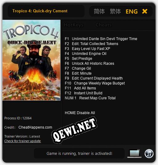 Tropico 4: Quick-dry Cement: Трейнер +13 [v1.1]