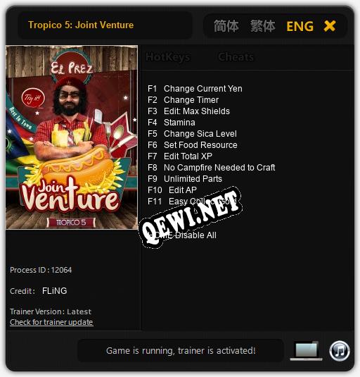Трейнер для Tropico 5: Joint Venture [v1.0.5]