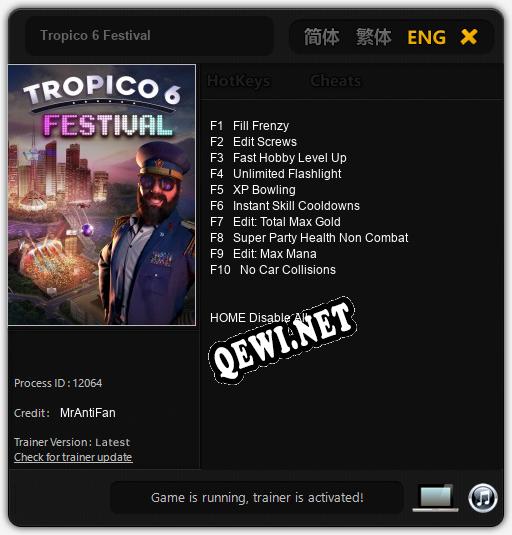 Трейнер для Tropico 6 Festival [v1.0.7]