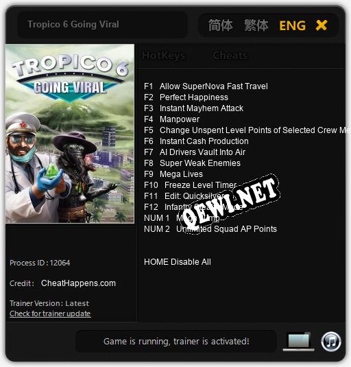 Tropico 6 Going Viral: Трейнер +14 [v1.7]