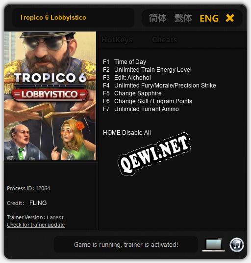 Tropico 6 Lobbyistico: Трейнер +7 [v1.2]