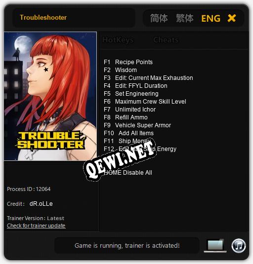 Трейнер для Troubleshooter [v1.0.8]