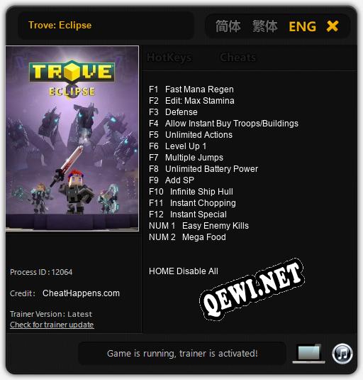 Трейнер для Trove: Eclipse [v1.0.2]