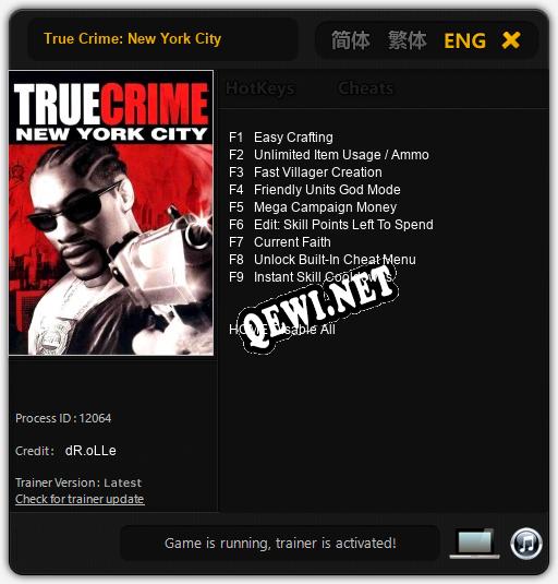 True Crime: New York City: Читы, Трейнер +9 [dR.oLLe]