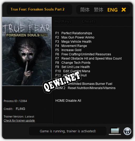 True Fear: Forsaken Souls Part 2: Трейнер +14 [v1.6]