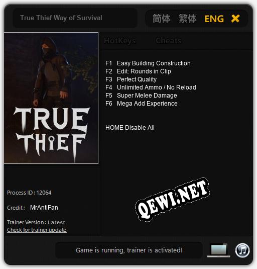 True Thief Way of Survival: ТРЕЙНЕР И ЧИТЫ (V1.0.60)