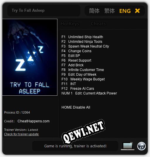 Трейнер для Try To Fall Asleep [v1.0.9]