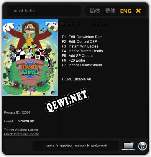 Tuned Turtle: Трейнер +7 [v1.1]