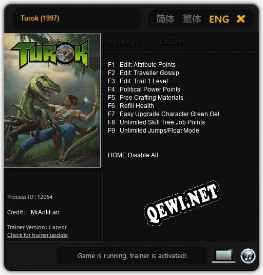 Трейнер для Turok (1997) [v1.0.9]