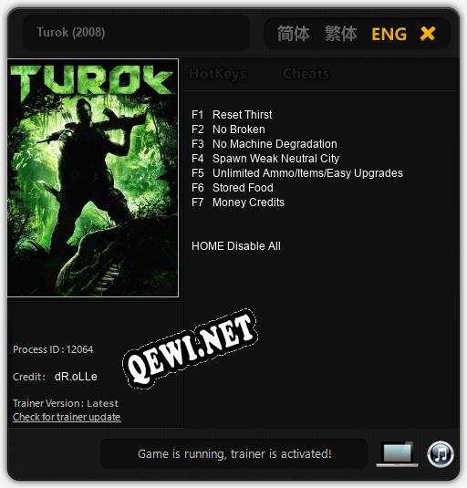 Turok (2008): Трейнер +7 [v1.7]