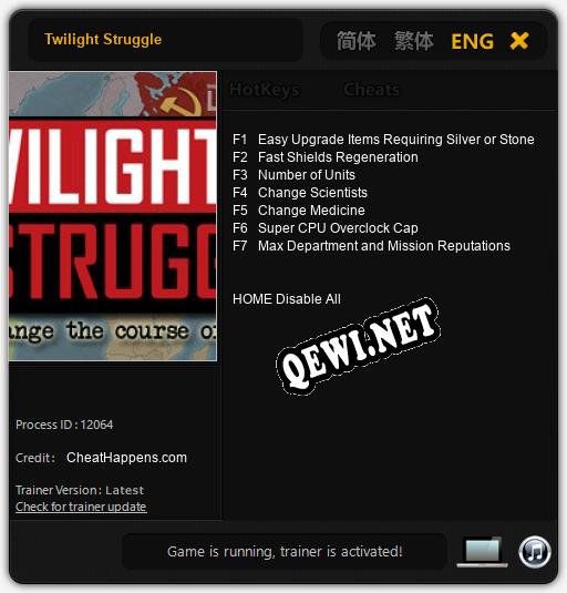 Twilight Struggle: Трейнер +7 [v1.9]