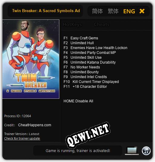 Twin Breaker: A Sacred Symbols Adventure: Читы, Трейнер +11 [CheatHappens.com]