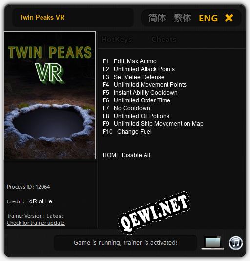 Трейнер для Twin Peaks VR [v1.0.9]