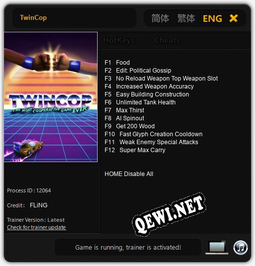 TwinCop: Трейнер +12 [v1.2]