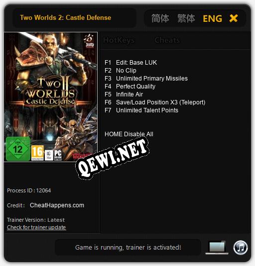 Two Worlds 2: Castle Defense: ТРЕЙНЕР И ЧИТЫ (V1.0.17)